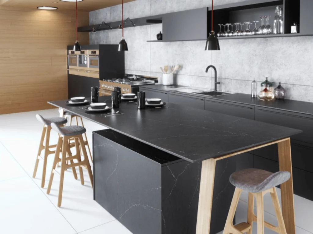 Kitchen Cabinet Johor Bahru Quartz, Dekton, Kitchen Countertop, Silestone Countertop Black