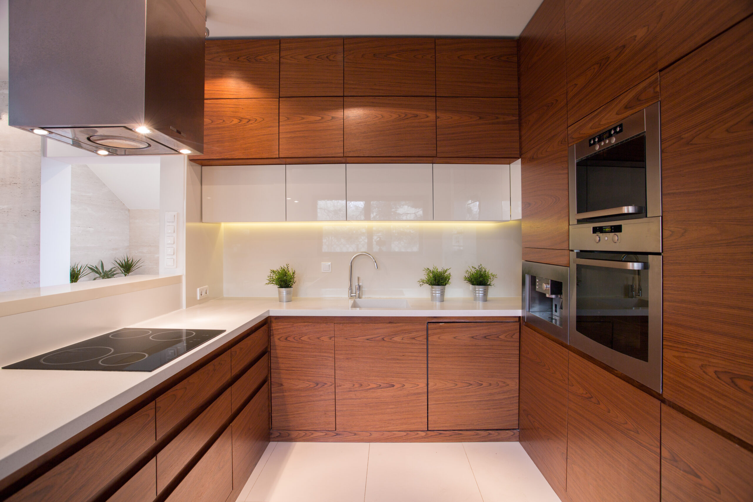 Wooden Kitchen Cabinet In Luxury Elegant Interior