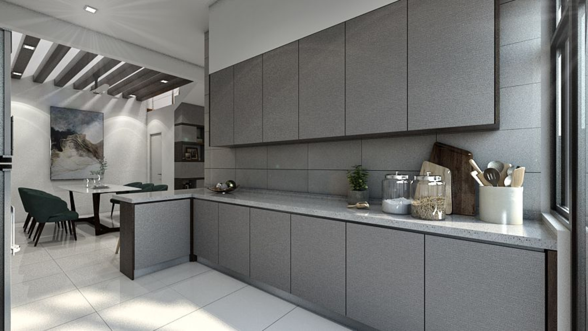 Kitchen Cabinet Johor Bahru Wooden Kitchen Cabinets In Grey Color Theme