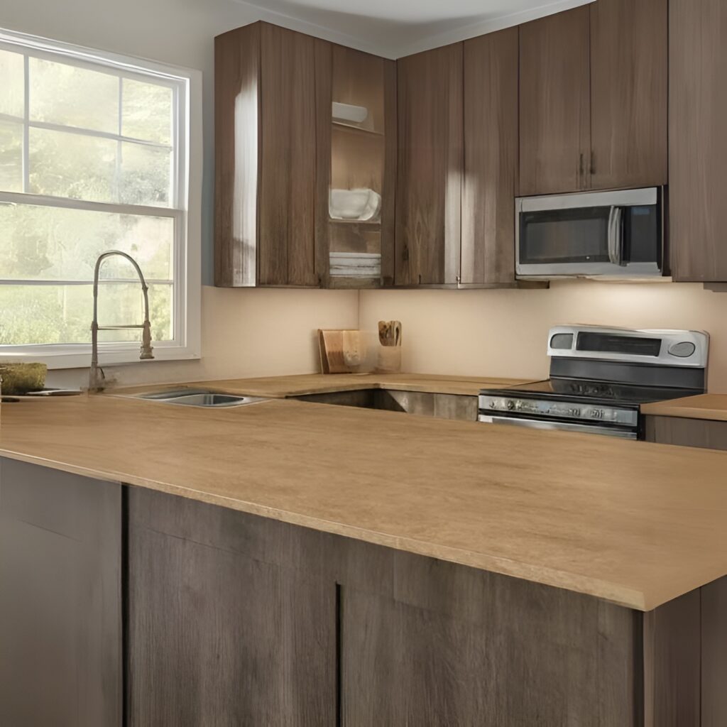 Kitchen Cabinet Johor Bahru Maica Laminate Oak Wood Brown Color