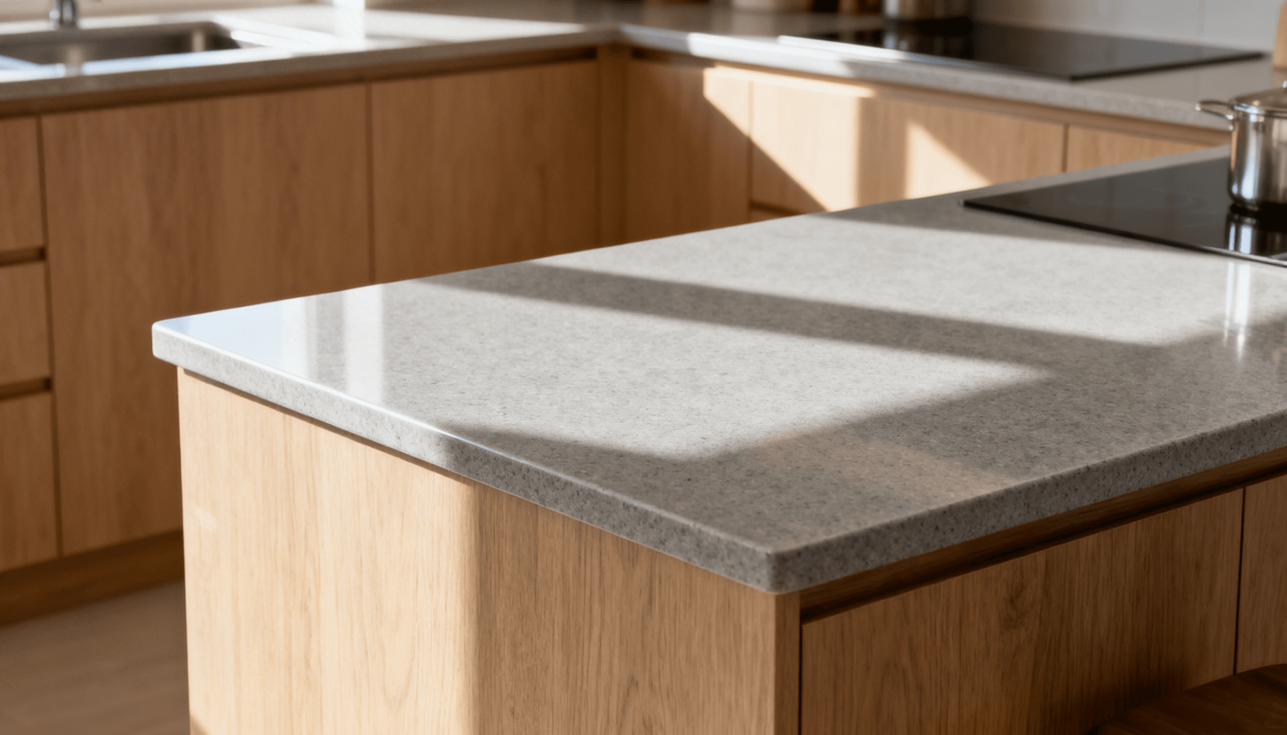 Kitchen Cabinet Johor Bahru Pairing Quartz, Home Kitchen Countertops, Home Kitchen Cabinets, Kitchen Countertops, Kitchen Cabinets, Combining Materials For Kitchens, Home Kitchen Material Options