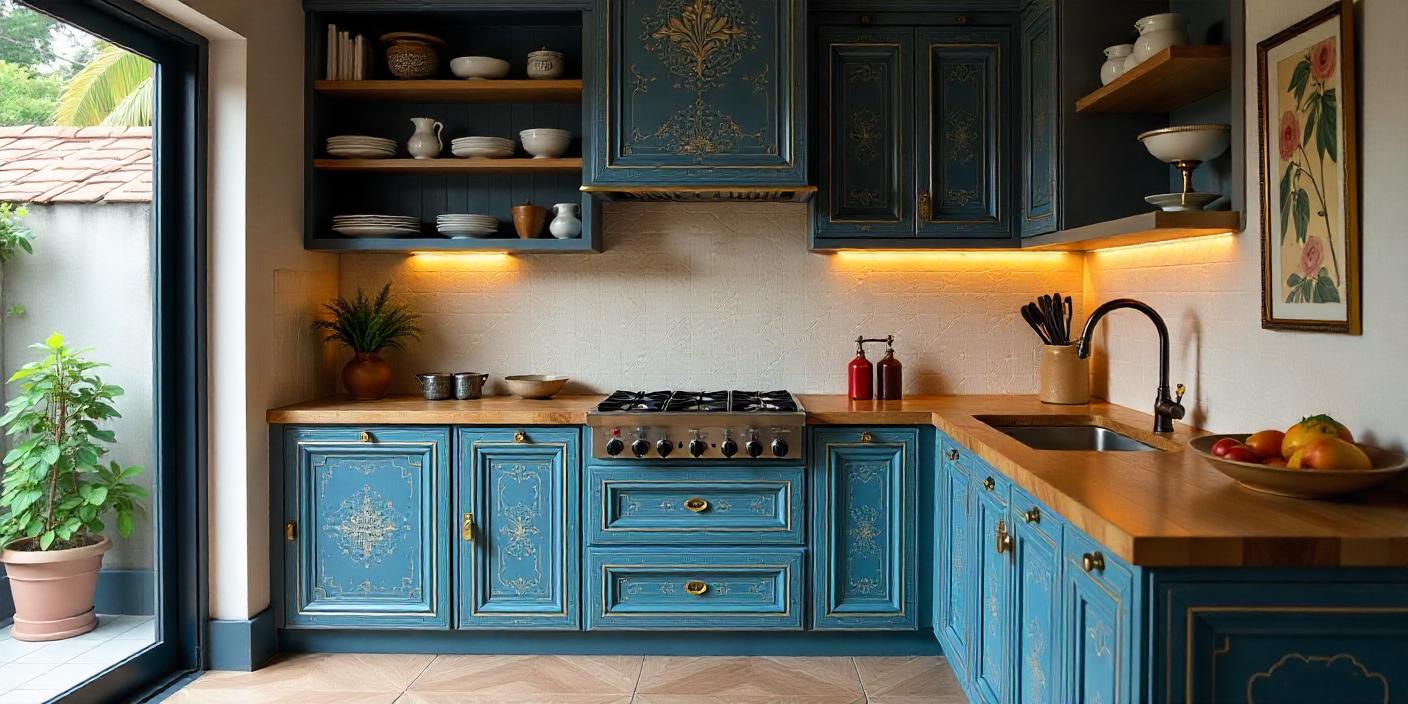 Peranakan Inspired Cabinets, kitchen cabinet design, peranakan cabinets for kitchens