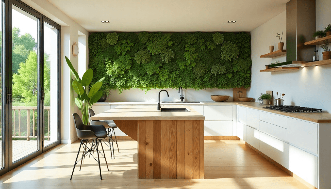 Kitchen Cabinet Johor Bahru Green Roofs And Cabinets, Biophilic Kitchens, Kitchen Greenery, Green Kitchen
