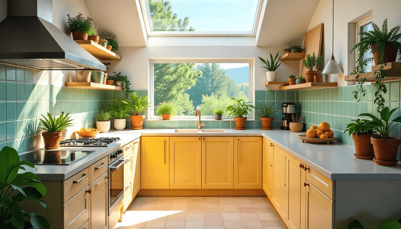 Kitchen Cabinet Johor Bahru Green Roofs And Cabinets, Biophilic Kitchens, Kitchen Greenery, Green Kitchen