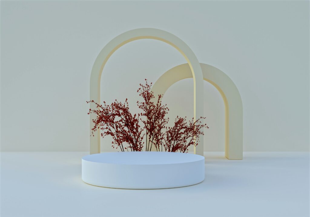 a vase with a plant inside of it