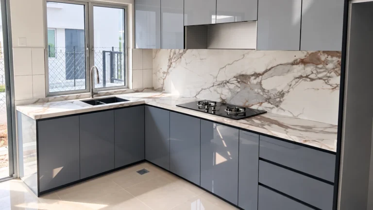 Bright Modern Marble Kitchen