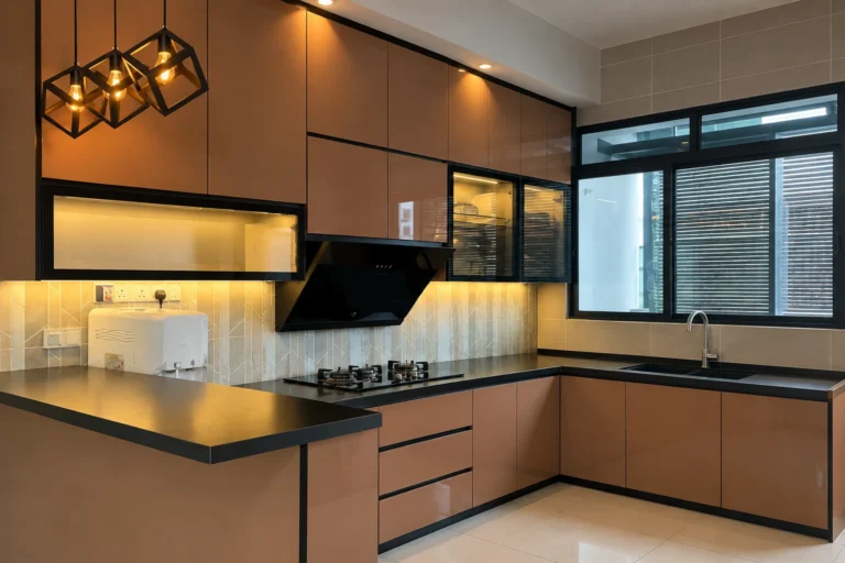 Modern Caramel Kitchen With Pendant Lights
