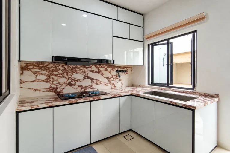 Modern Marble L Shaped Kitchen