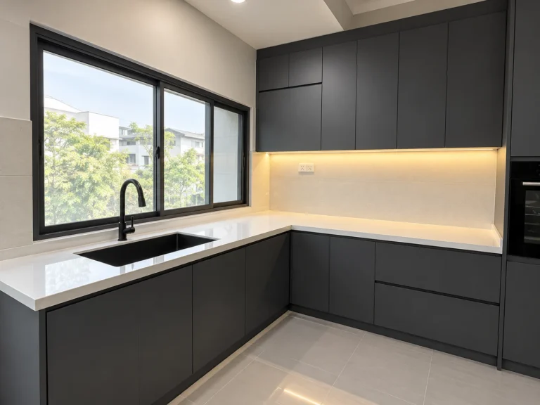 Modern Charcoal L Shaped Kitchen