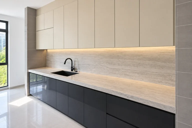 Modern Minimalist Kitchen With Black Accents