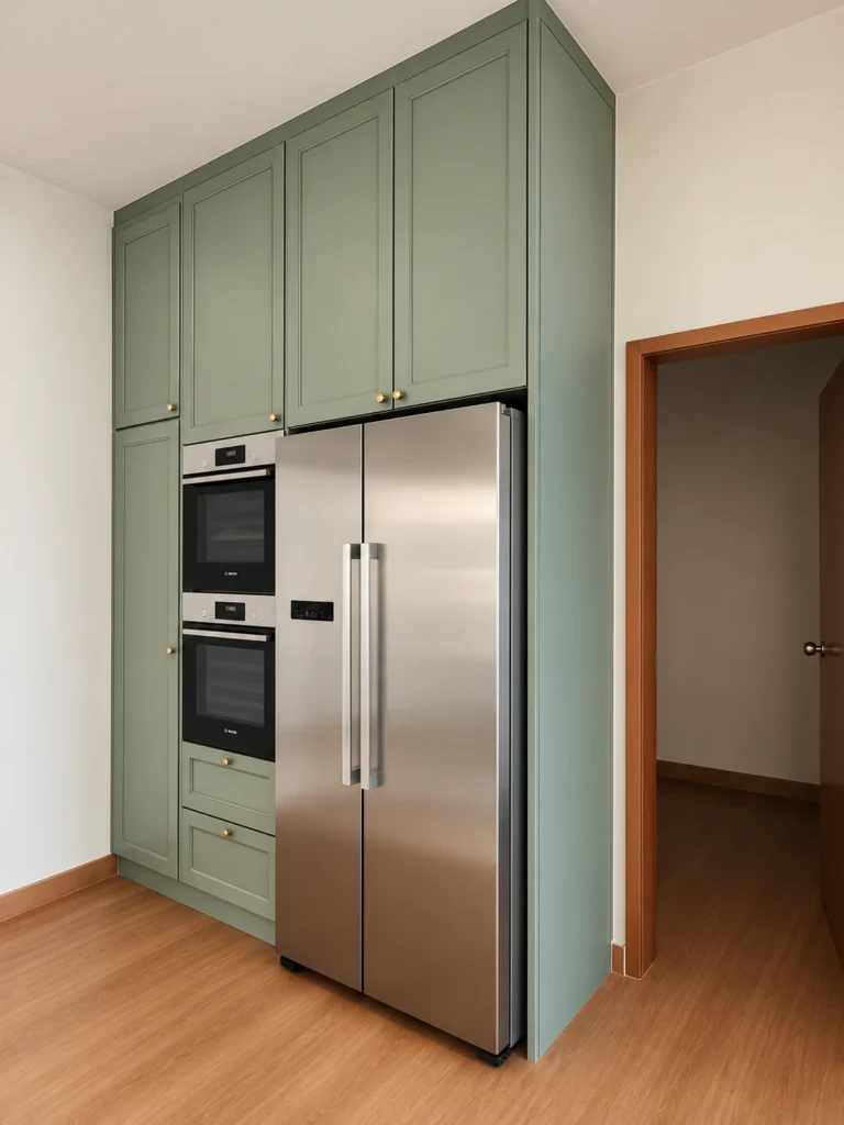 Sage Green Built In Kitchen Wall