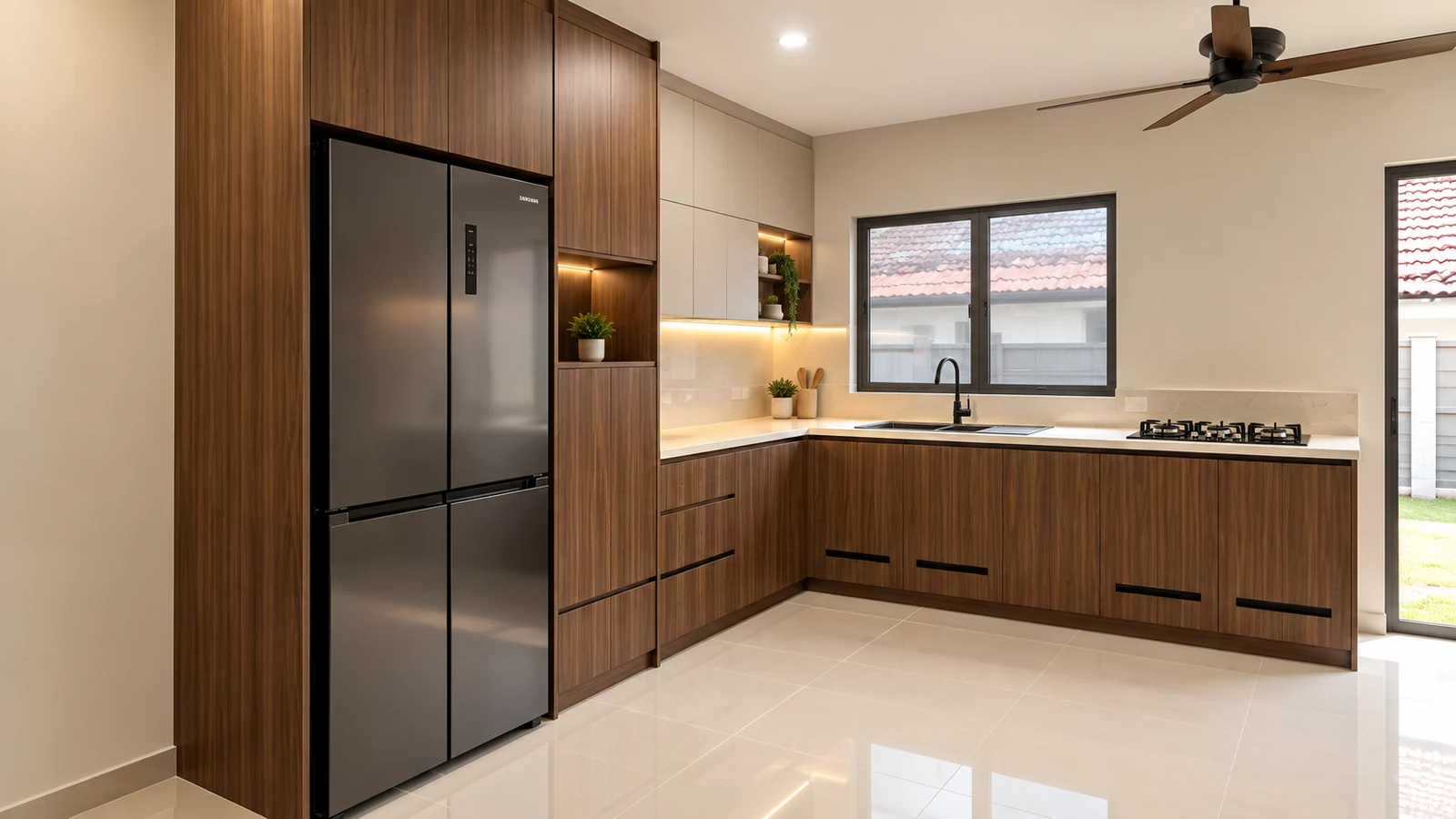 Warm Modern Kitchen With Walnut Cabinetry