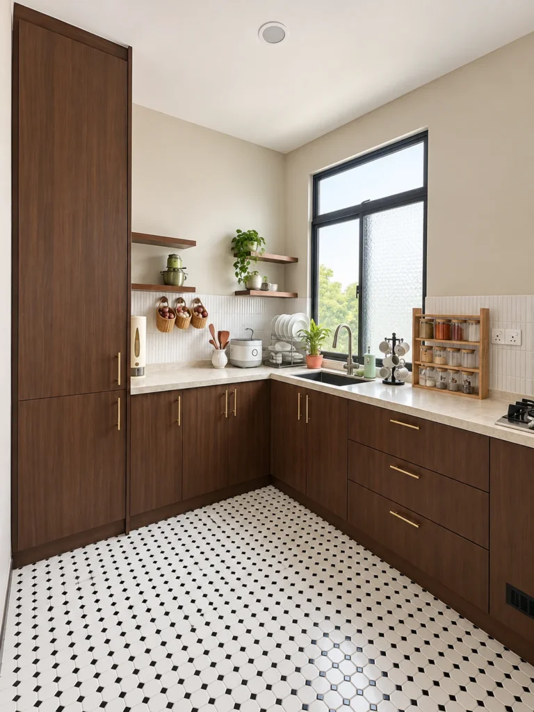 Warm Walnut L Shaped Kitchen