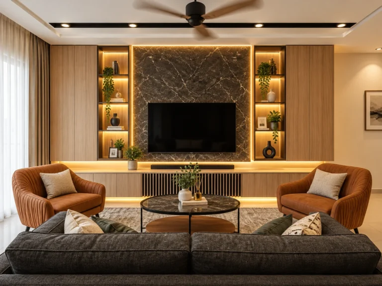 Luxurious Symmetrical Living Room Interior
