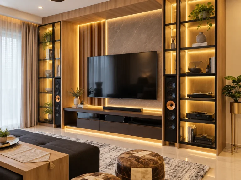 Modern Warm Toned Media Wall