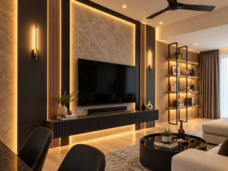 Warm Modern Tv Feature Wall